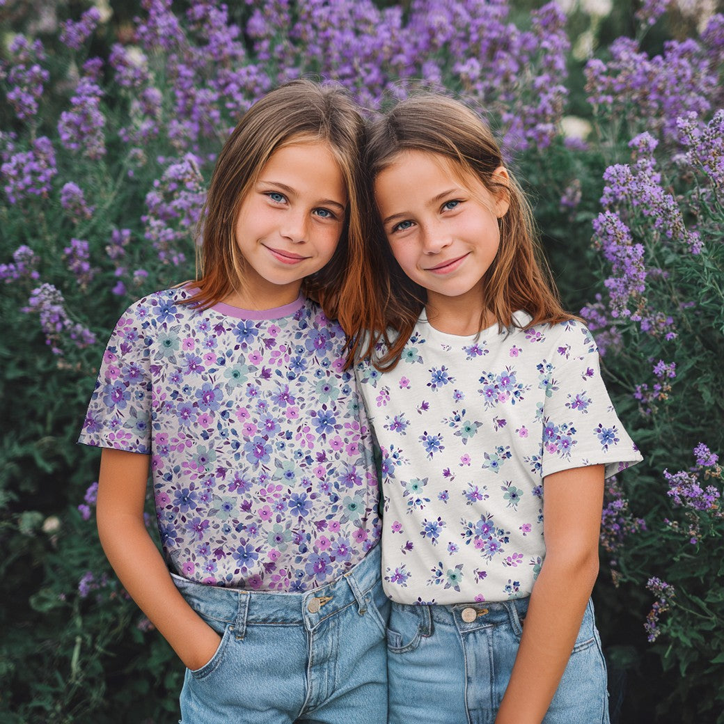 Jersey digital Blumen bordeaux