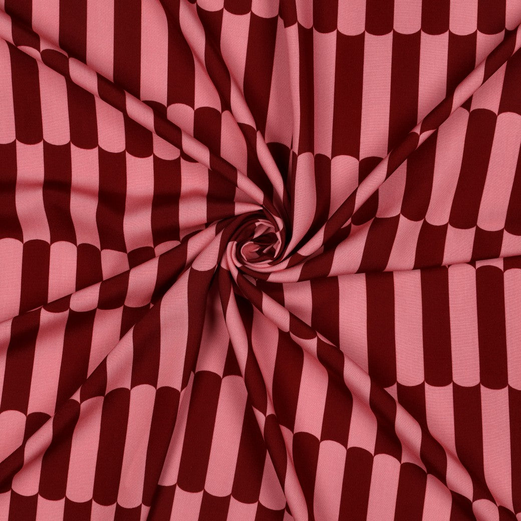 Bald erhältlich - Viskose Lenzing Ecovero Streifen bordeaux