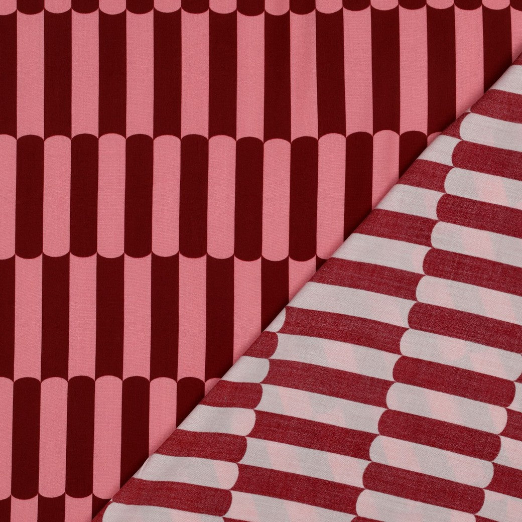 Bald erhältlich - Viskose Lenzing Ecovero Streifen bordeaux