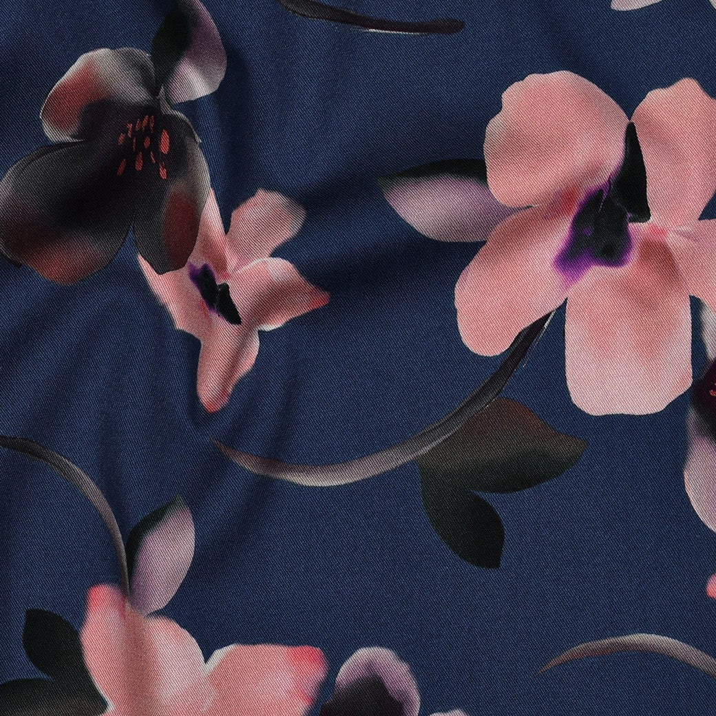 Rosella Stretch digital Blumen blau
