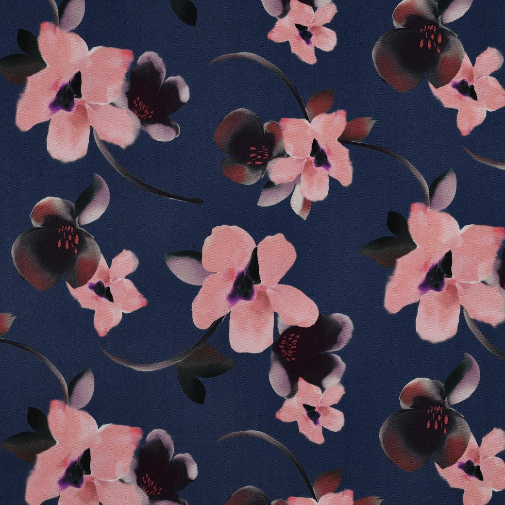 Rosella Stretch digital Blumen blau