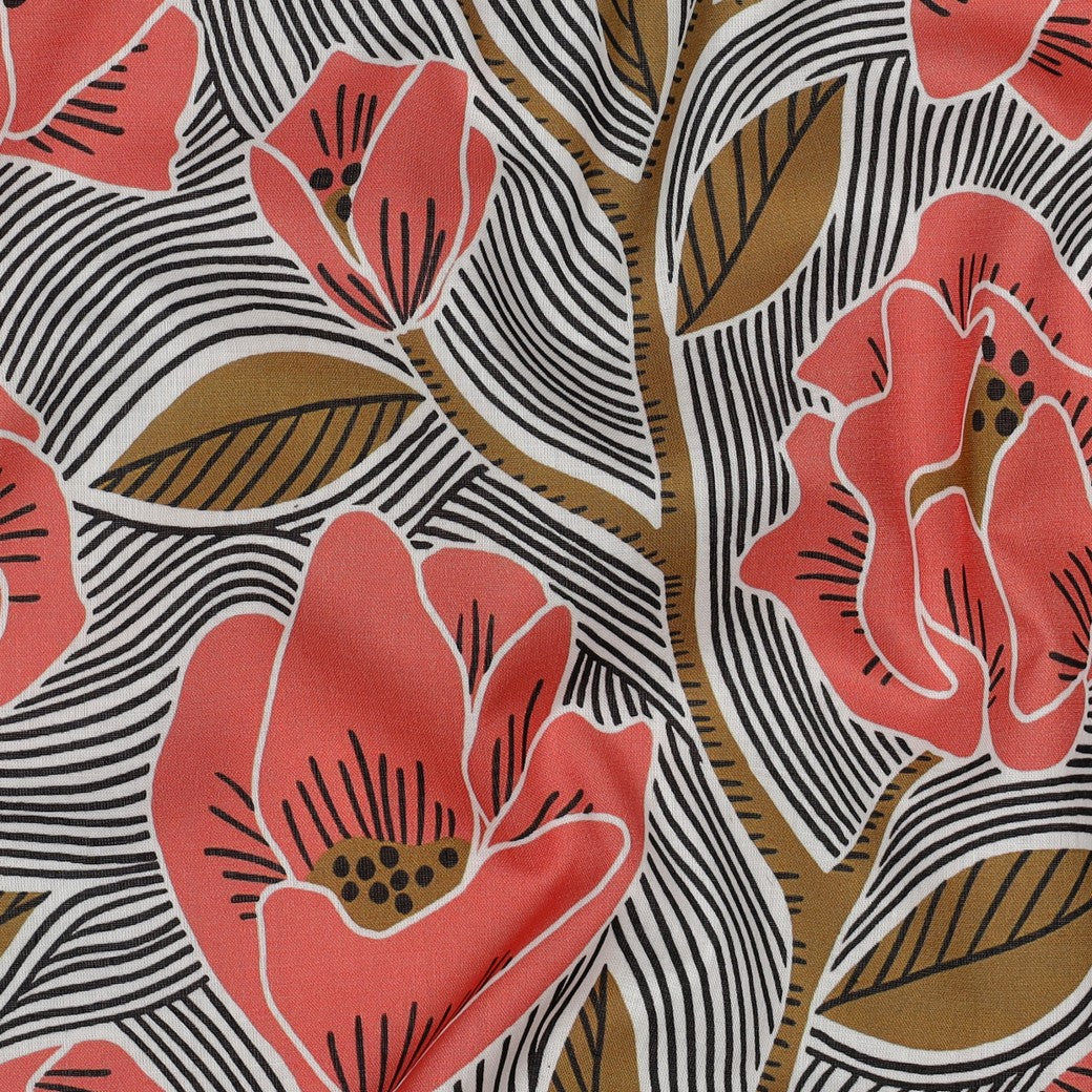 Bald erhältlich - Baumwolle Voile Blumen koralle