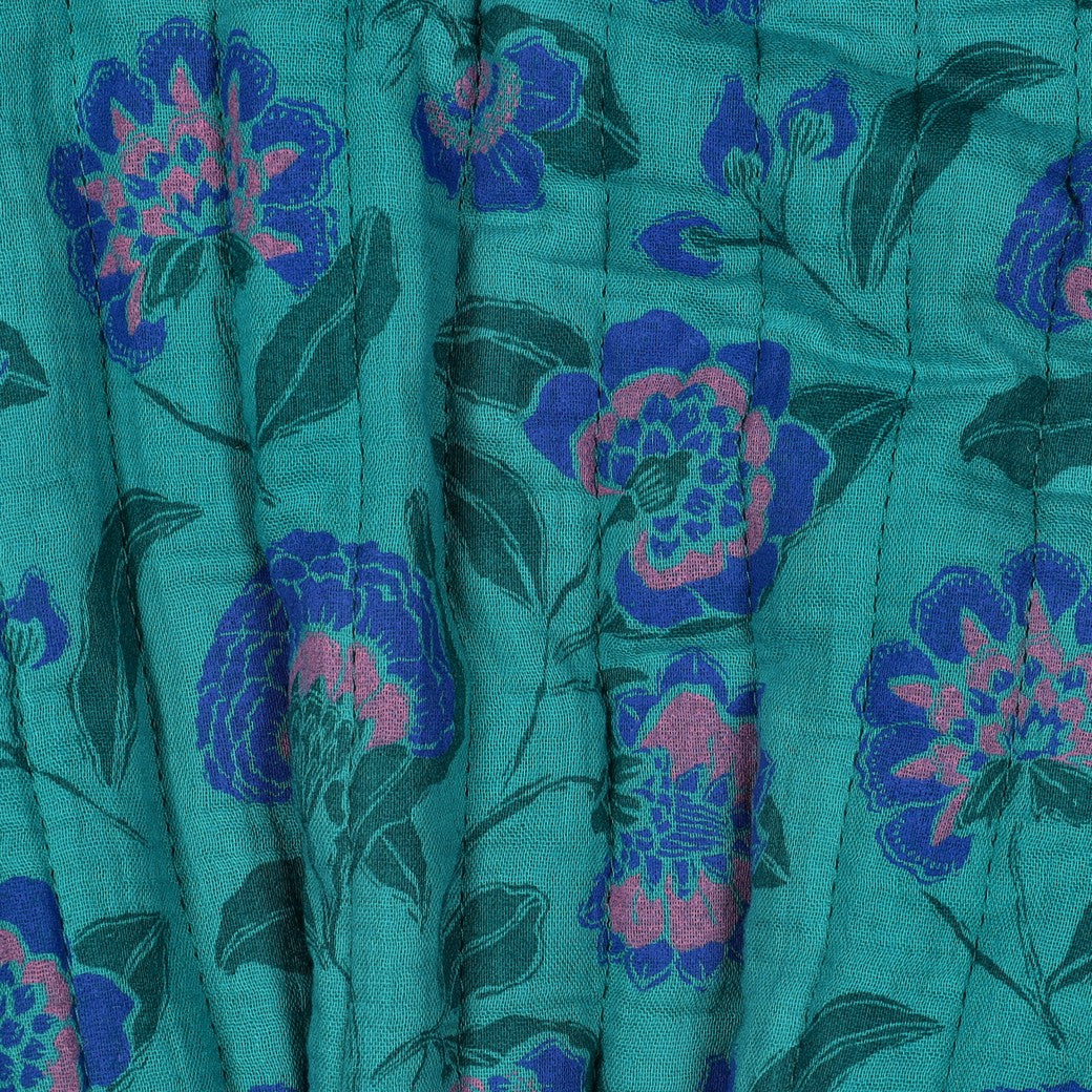 Musselin Stepper Doublesided Blumen petrol