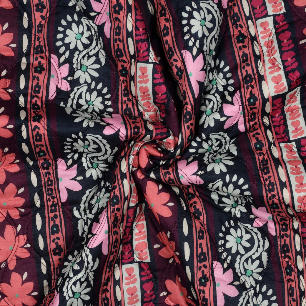 Stepper Baumwolle Voile digital Blumen´aubergine