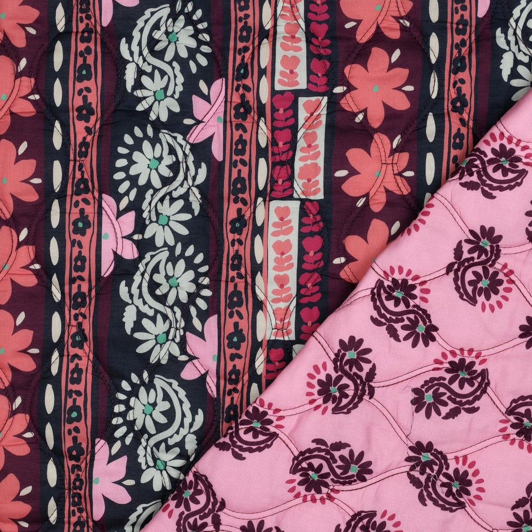 Stepper Baumwolle Voile digital Blumen´aubergine
