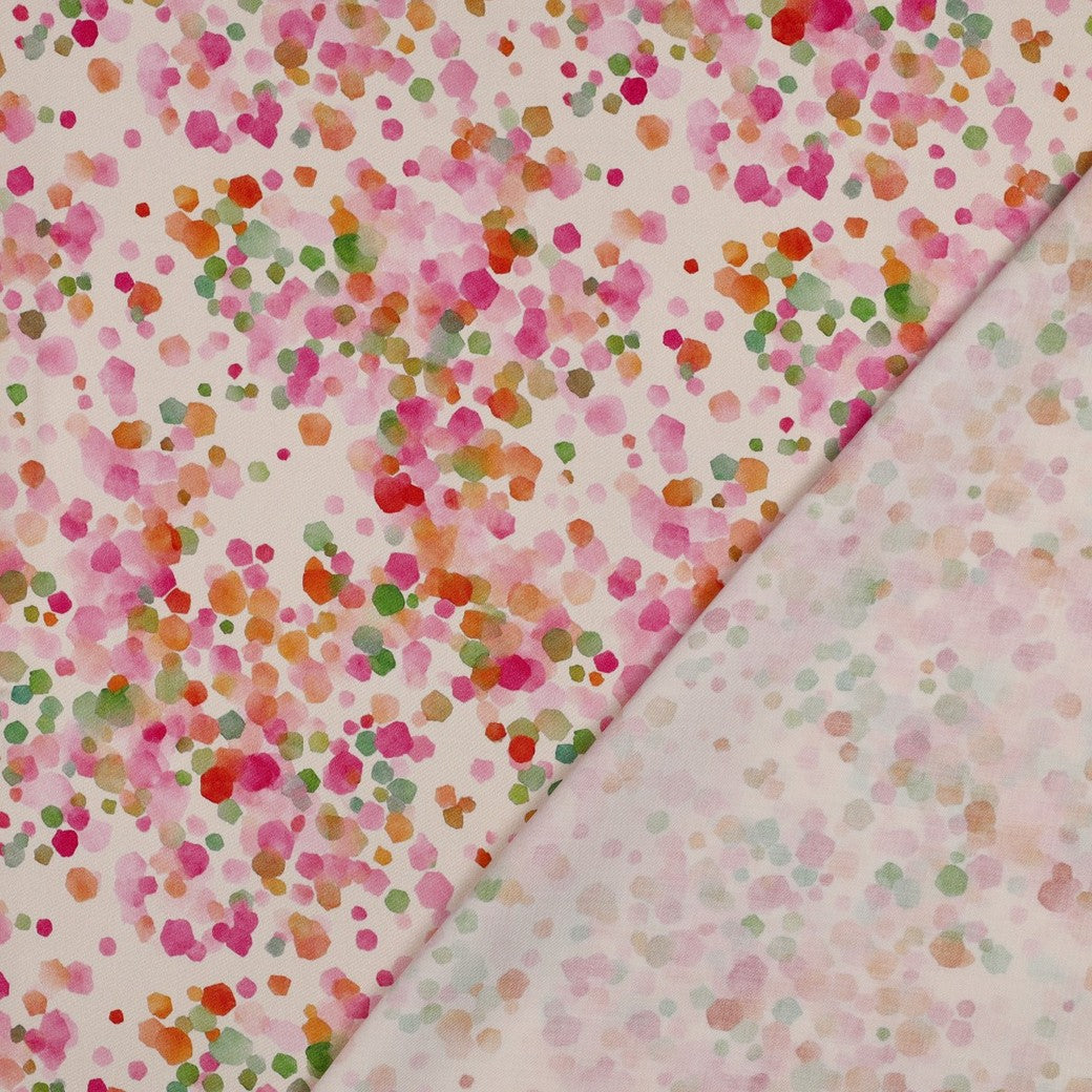 Bald erhältlich - Viskose Satin digital Dots Punkte ecru