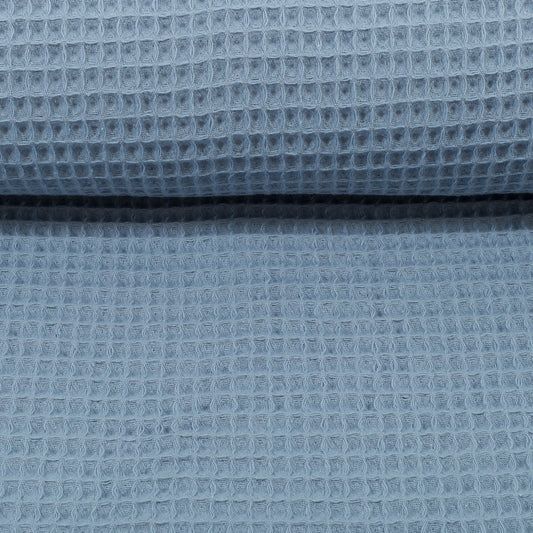 Waffelpiqué uni rauchblau