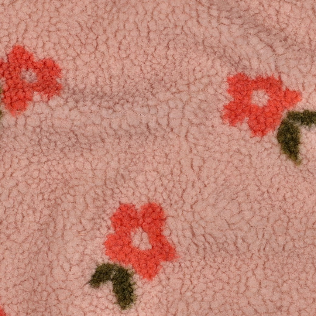 Teddystoff Jacquard Blumen hellrosa lachs