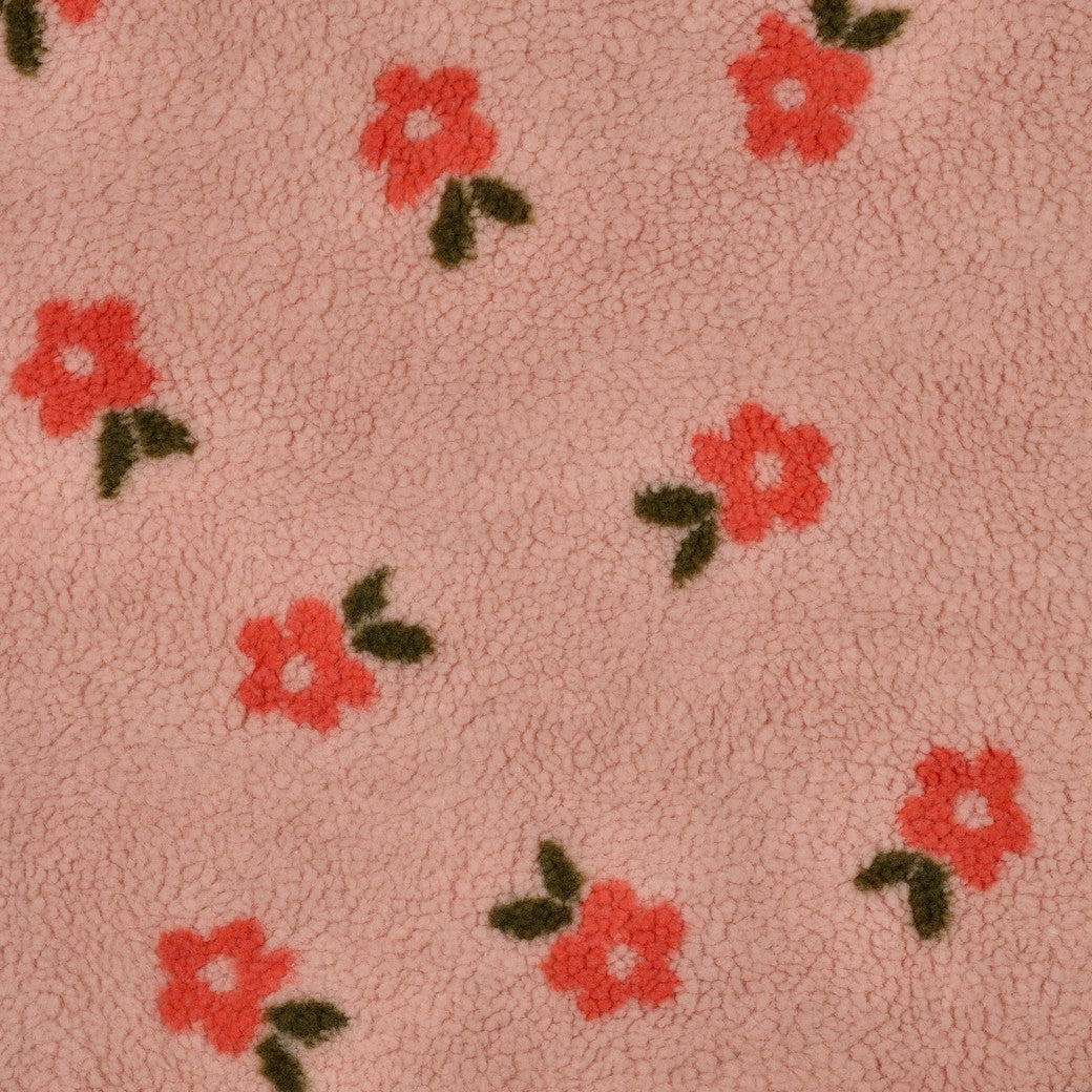 Teddystoff Jacquard Blumen hellrosa lachs