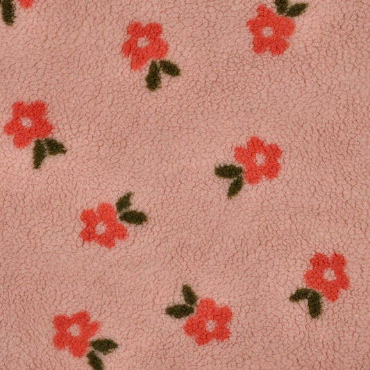 Teddystoff Jacquard Blumen hellrosa lachs