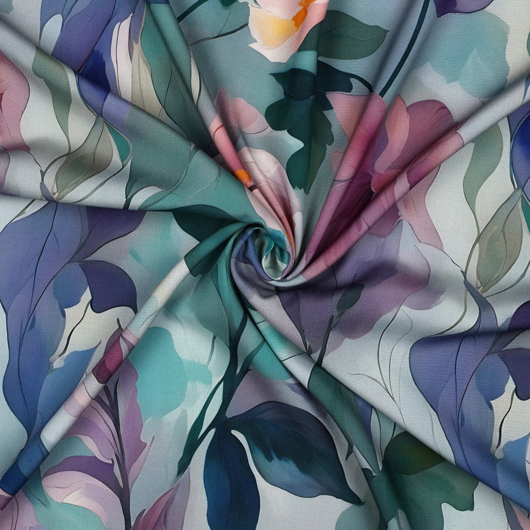 Bald erhältlich - Viskose Bluse digital Blumen blau