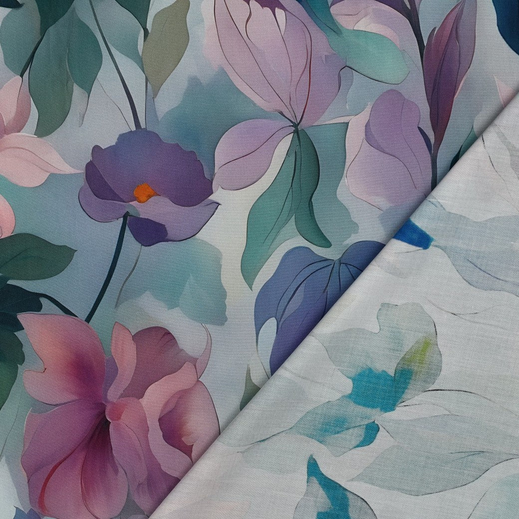 Bald erhältlich - Viskose Bluse digital Blumen blau