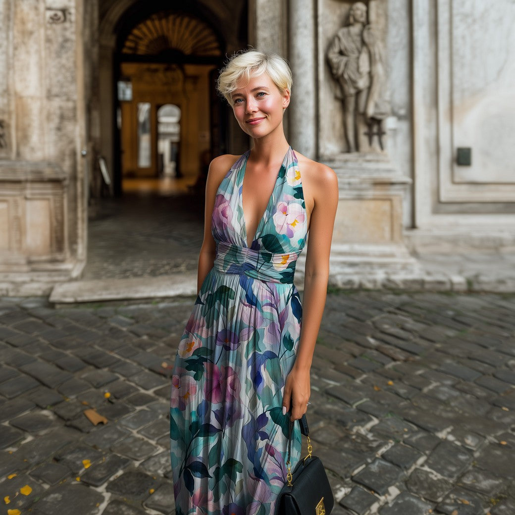 Bald erhältlich - Viskose Bluse digital Blumen blau