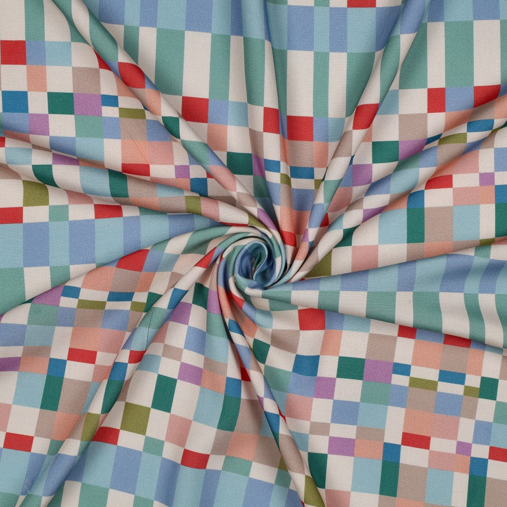 Bald erhältlich - Viskose Bluse digital Abstrakt karo bunt