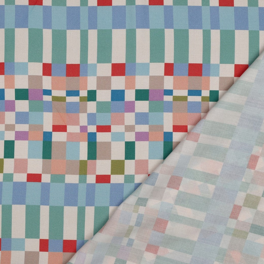 Bald erhältlich - Viskose Bluse digital Abstrakt karo bunt