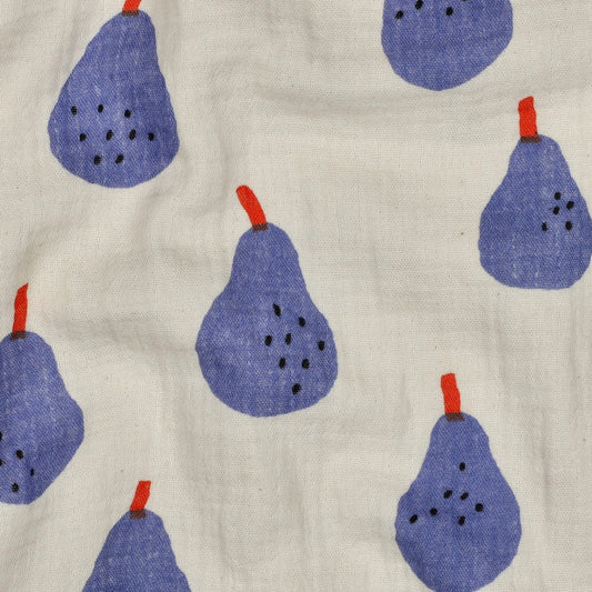 Musselin Bio Birnen by Jennifer Bouron natur blau