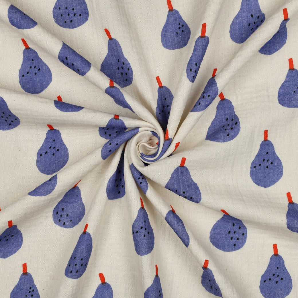 Musselin Bio Birnen by Jennifer Bouron natur blau