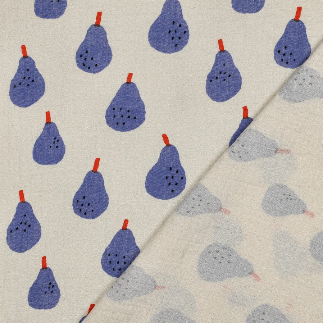 Musselin Bio Birnen by Jennifer Bouron natur blau