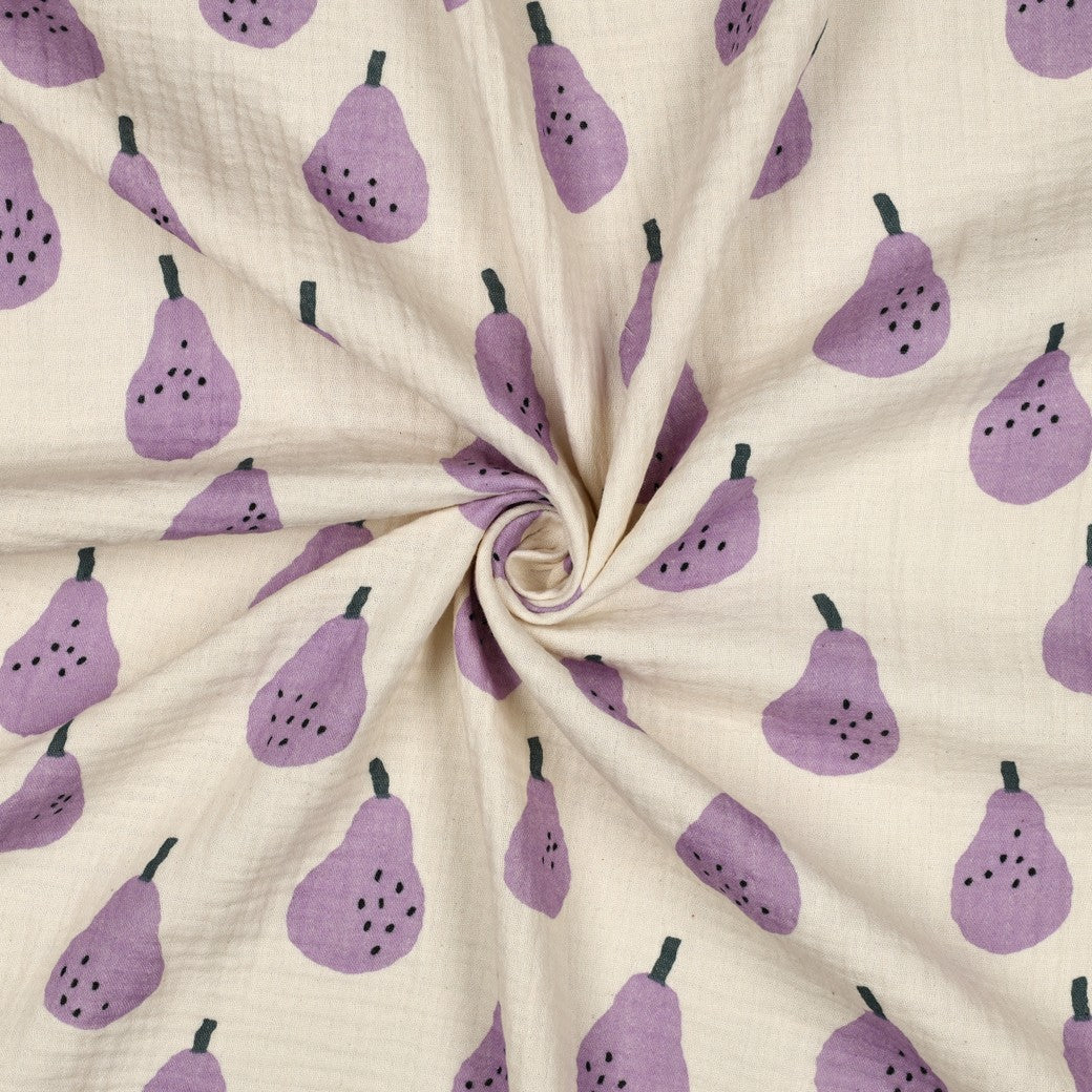Musselin Bio Birnen by Jennifer Bouron natur lavendel