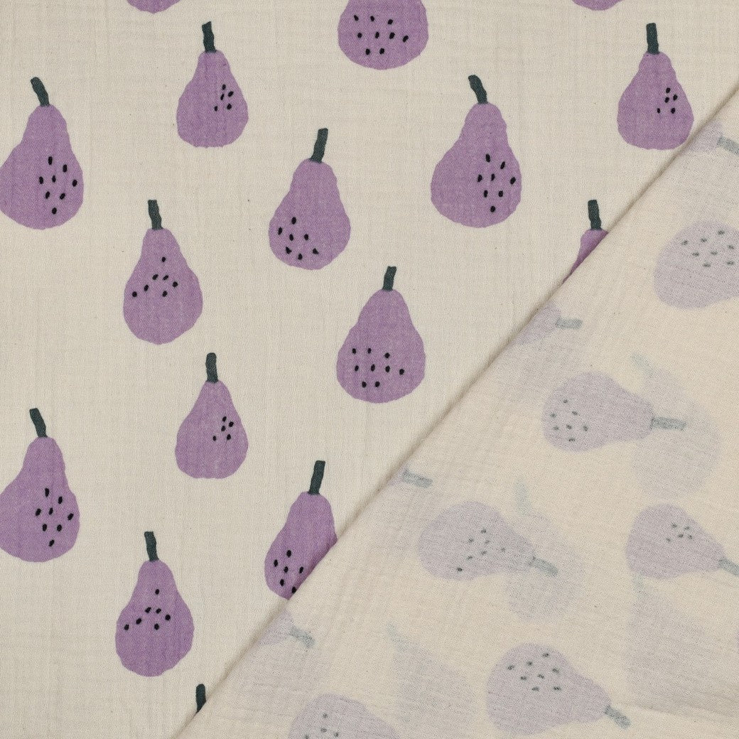Musselin Bio Birnen by Jennifer Bouron natur lavendel