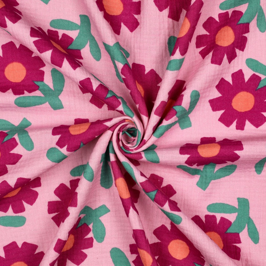 Musselin Bio Blumen by Jennifer Bouron rosa pink