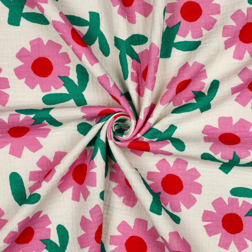 Musselin Bio Blumen by Jennifer Bouron natur rosa