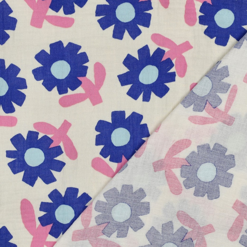 Musselin Bio Blumen by Jennifer Bouron natur blau