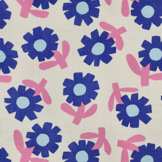 Musselin Bio Blumen by Jennifer Bouron natur blau