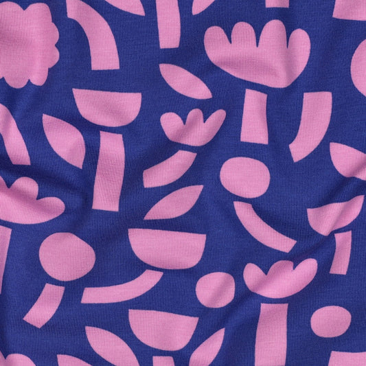 Jersey Bio Blumen by Jennifer Bouron blau rosa