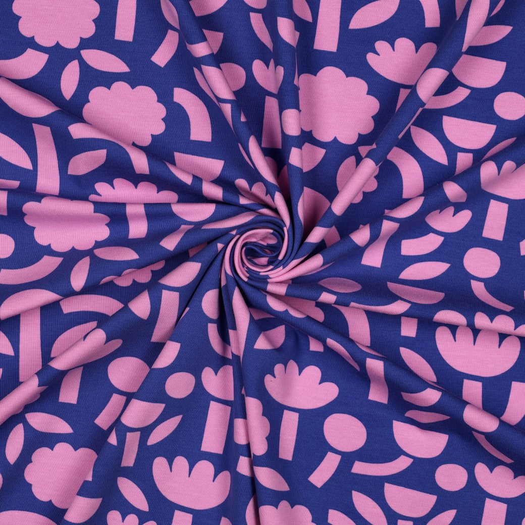 Jersey Bio Blumen by Jennifer Bouron blau rosa