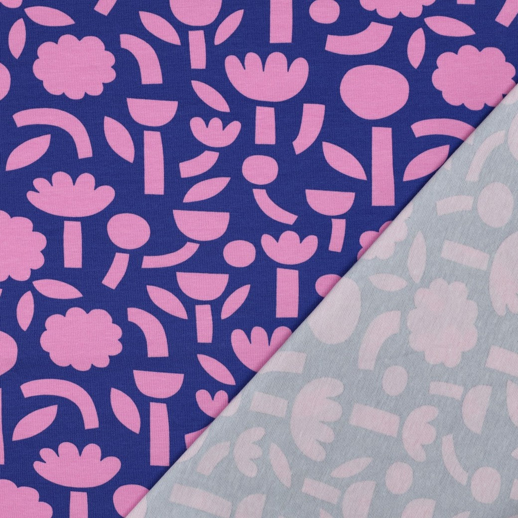Jersey Bio Blumen by Jennifer Bouron blau rosa