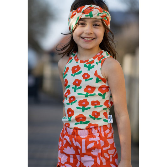 Jersey Rippenjersey Bio Blumen by Jennifer Bouron natur orange