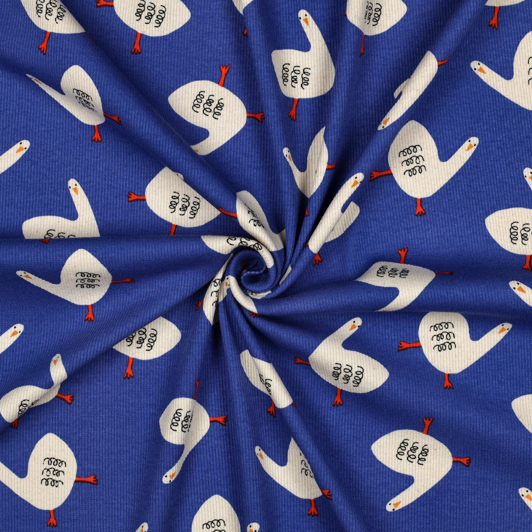 Jersey Rippenjersey Bio Gänse by Jennifer Bouron blau
