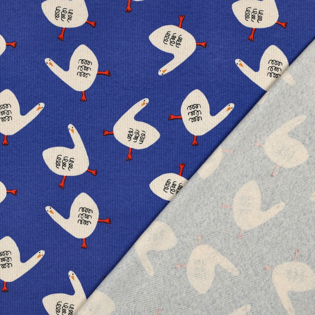 Jersey Rippenjersey Bio Gänse by Jennifer Bouron blau