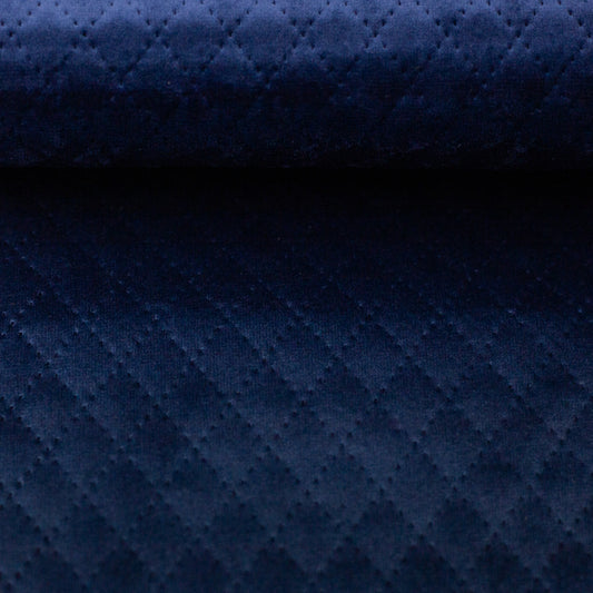 Samtstepper Rauten Tokio dunkelblau