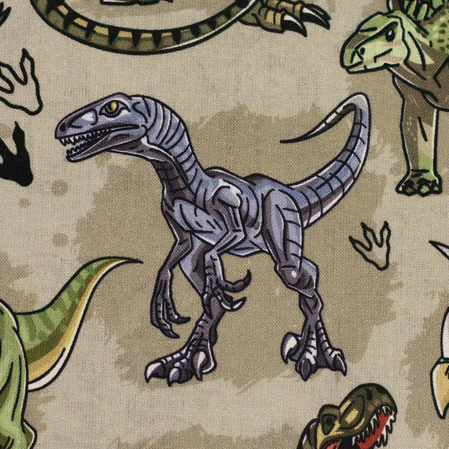 Bald erhältlich - Baumwolle Dinosaurier schilfgrün