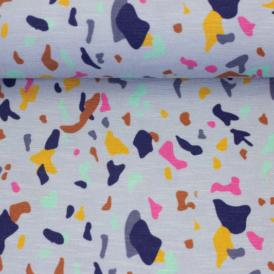 Viskosejersey Happy Konfetti by cherry hellblau bunt