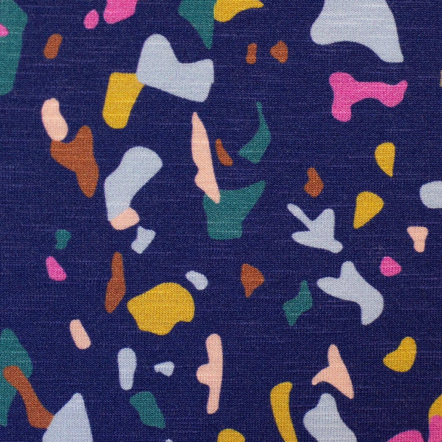 Viskosejersey Happy Konfetti by cherry dunkelblau bunt