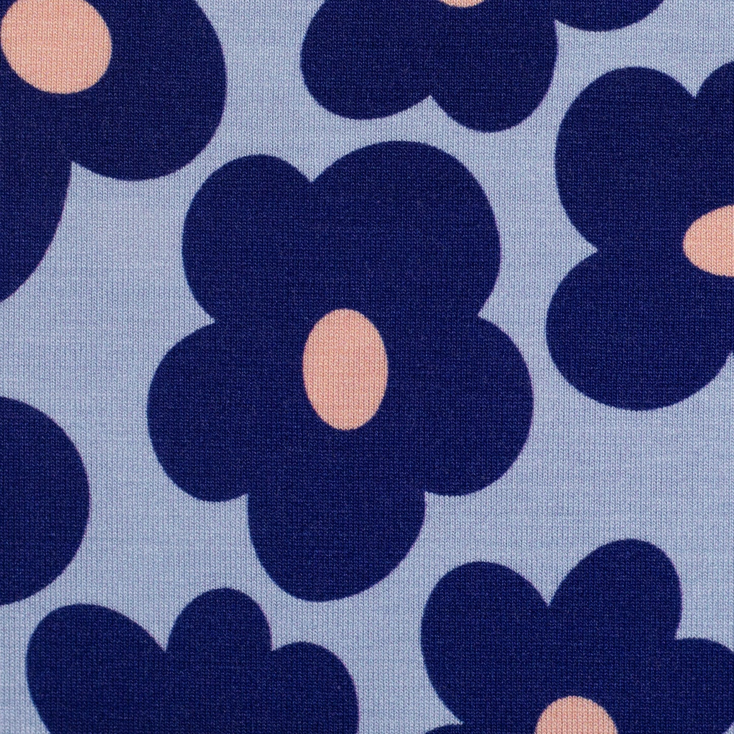 Viskosejersey Happy Flowers by cherry hellblau dunkelblau