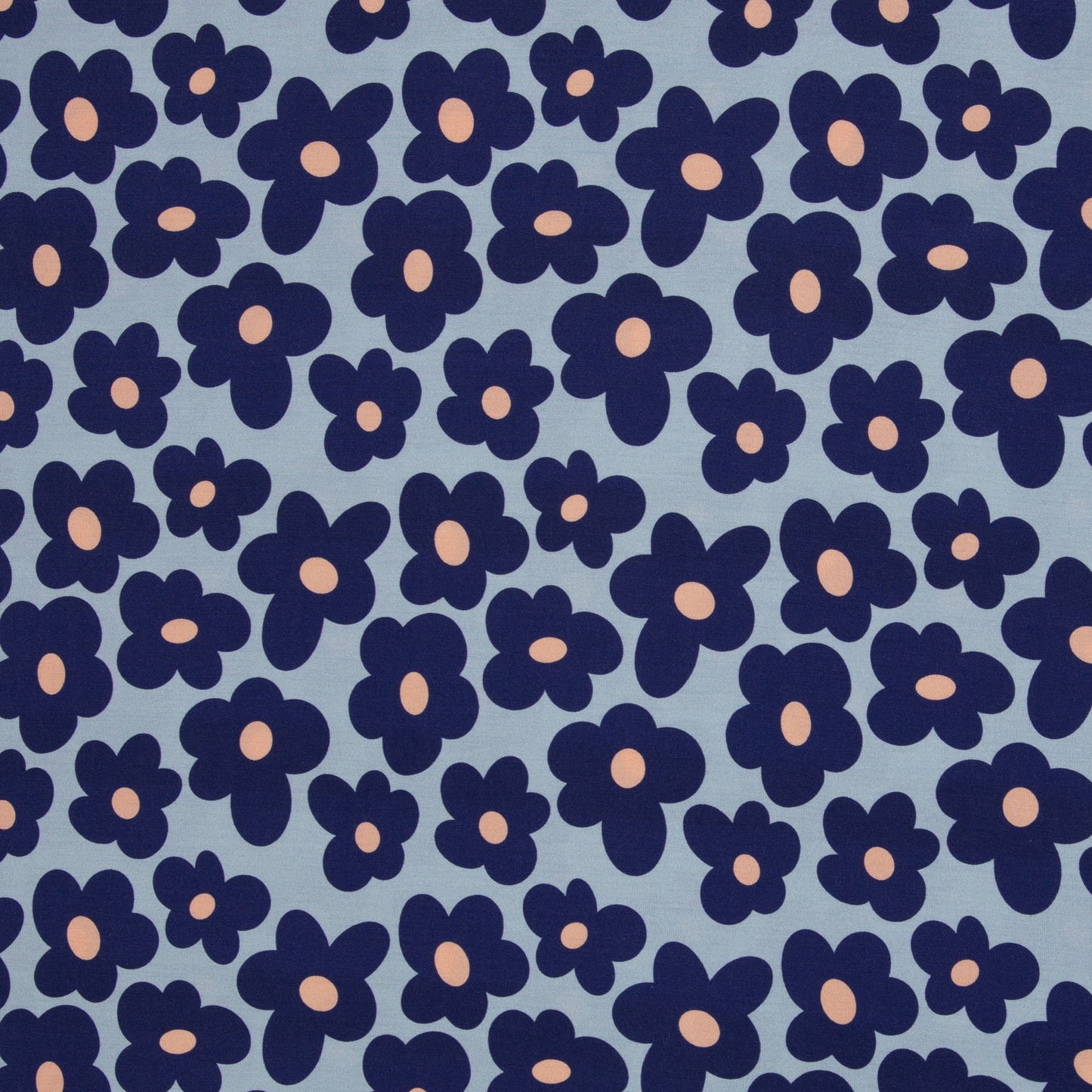 Viskosejersey Happy Flowers by cherry hellblau dunkelblau