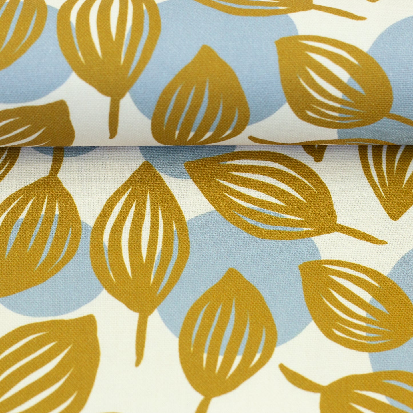 Canvas Dots and Leaves by Emjo Design ocker natur