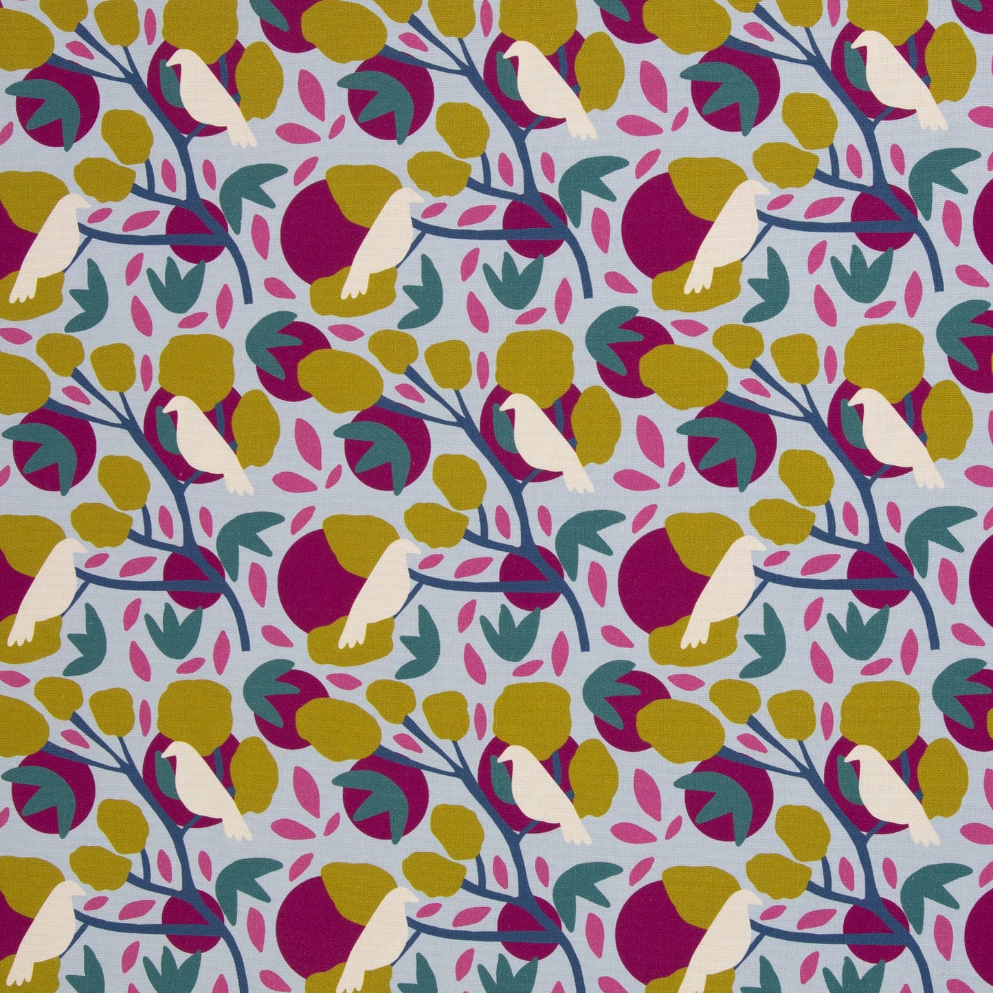 Canvas Birds and Trees by Emjo Design hellblau