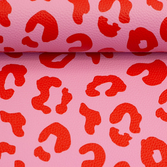 Kunstleder Happy Leo by Cherry Picking rosa rot