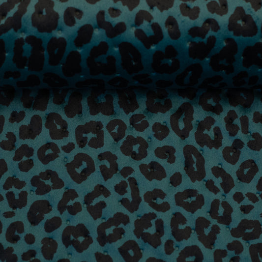 Stepper Samt Samos Leo Animalprint petrol schwarz