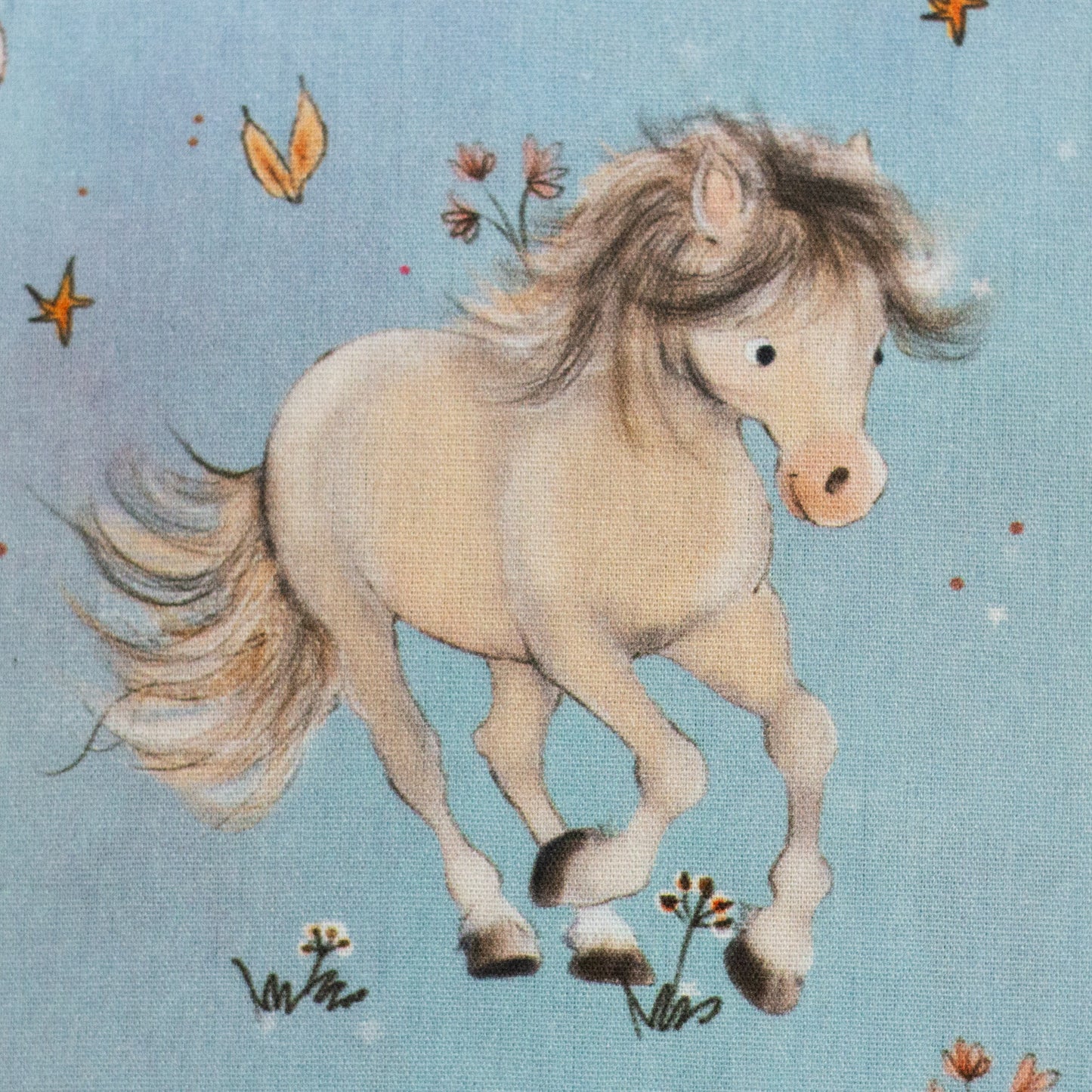 Baumwolle Traumpferde Ponys blau