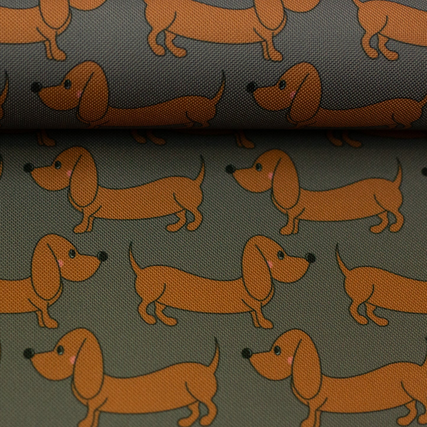 Dackel Happy Collection by Cherry Picking grau-braun Oxfordgewebe wasserabweisend
