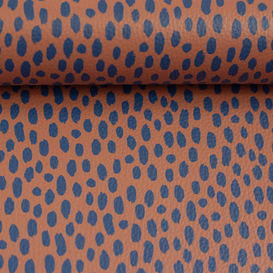 Kunstleder Brush and Wild by Cherry Picking Striche cognac dunkelblau