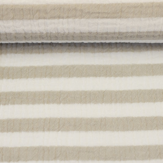Musselin Sonja Streifen breit naturweiß beige