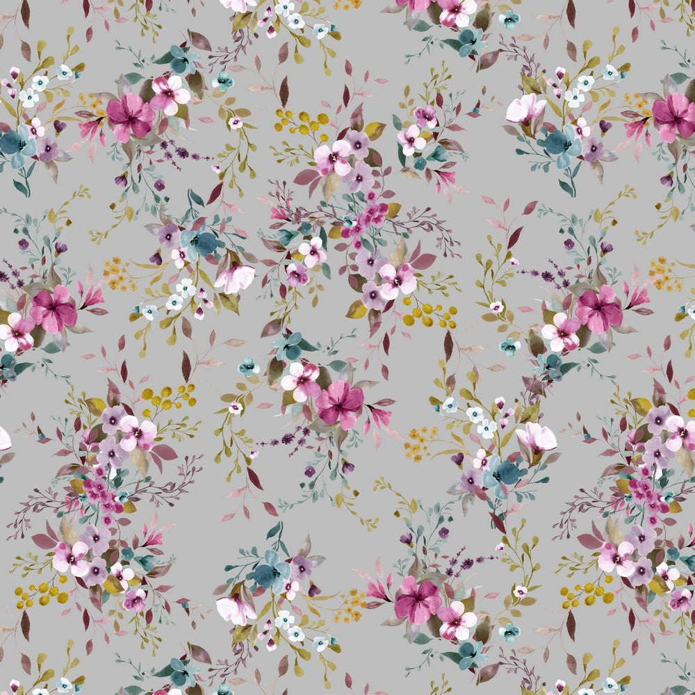 Jersey digital Flowers hellgrau beere