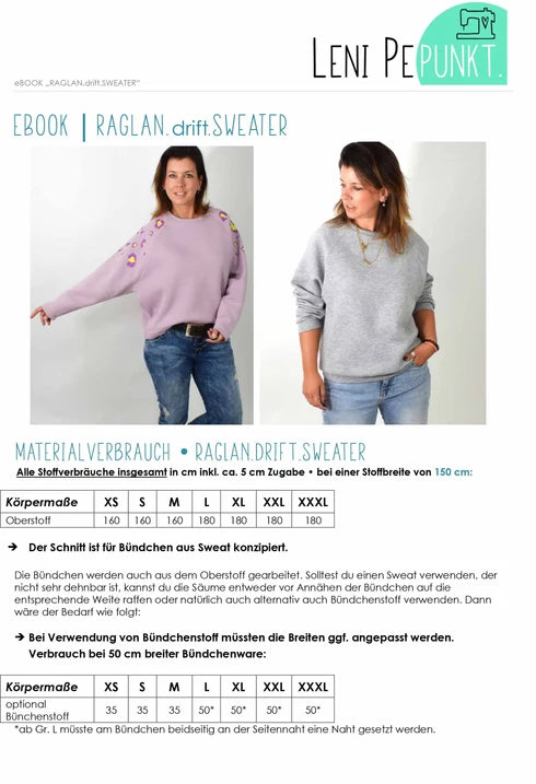 Lenipepunkt RAGLAN.drift.SWEATER Damen #179